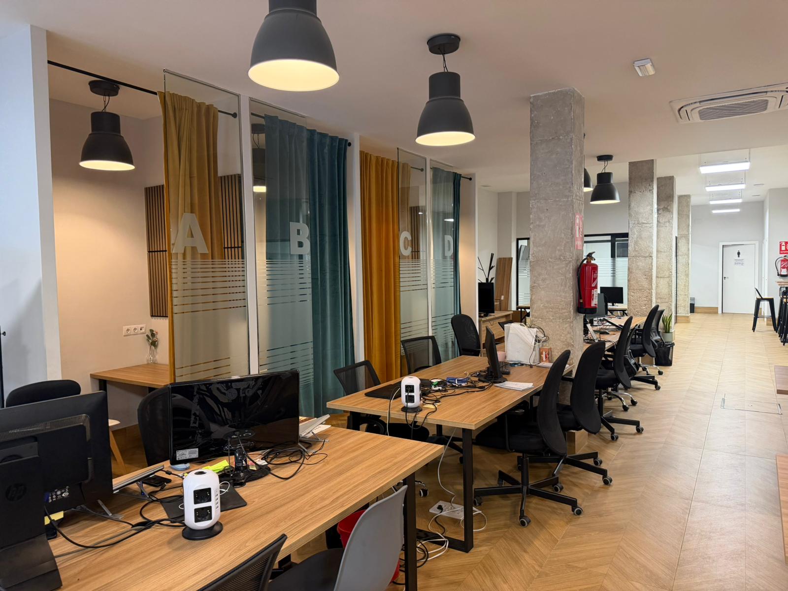 Private boxes with glass and black-metal partitions